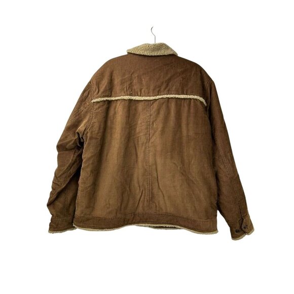 VTG Aeropostale Jacket Men's XL Sherpa Fur Corduroy Western Grunge Rancher Tan - Picture 2 of 13